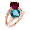 14K Rose London Blue Topaz and Rhodolite Garnet Ring Ref 11831648